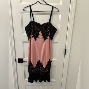VENUS Blush and Black Lace Dress